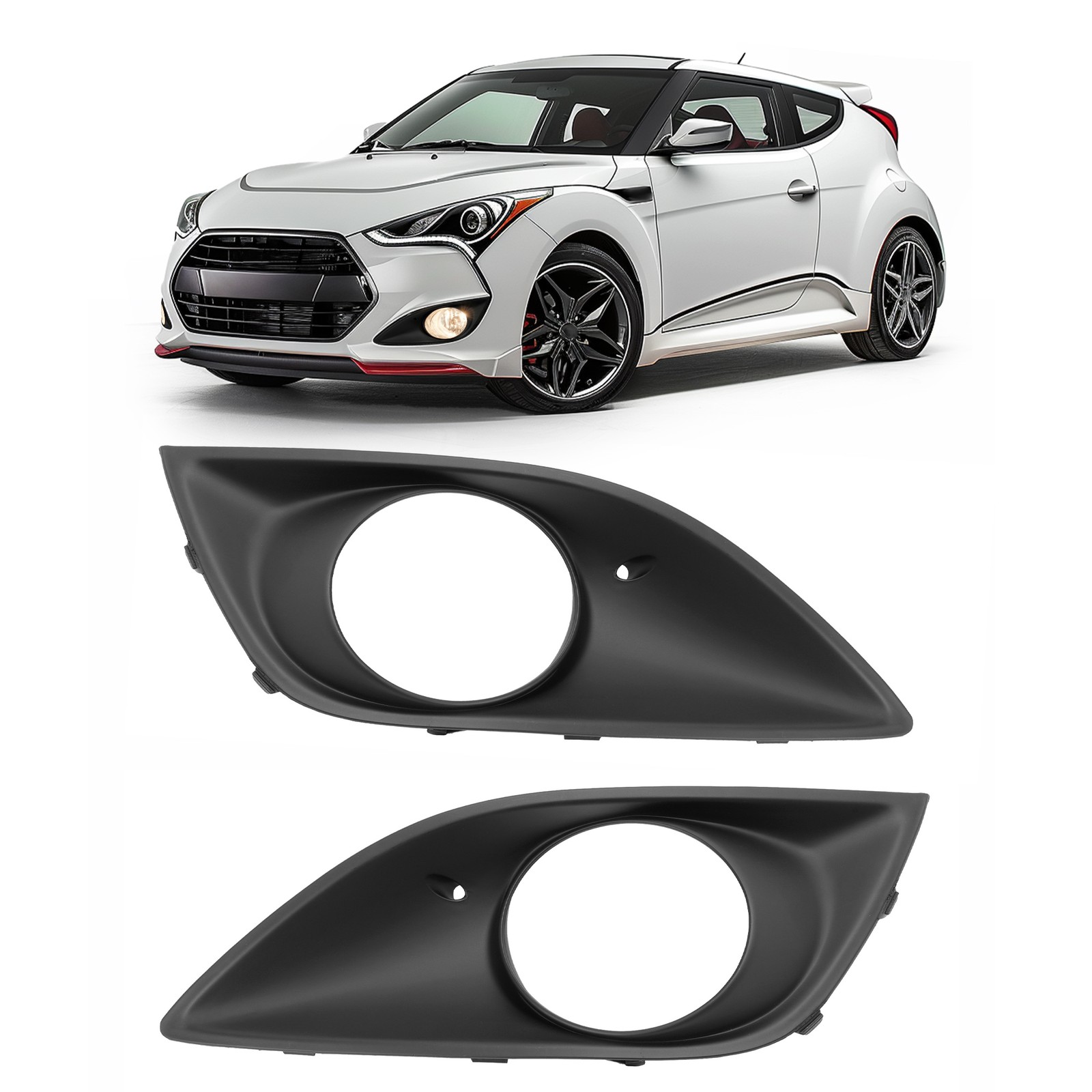 Front LH&RH Fog Light Lamp Cover Cap Bezel For Hyundai Veloster Turbo 2013-2016