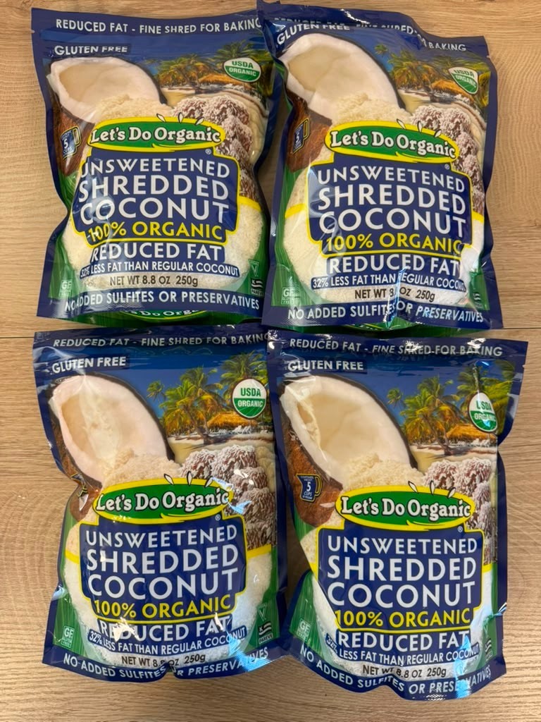 4 PACK - Let\'s Do Organic Unsweetened Shredded Coconut 8 oz (Total 32 oz)