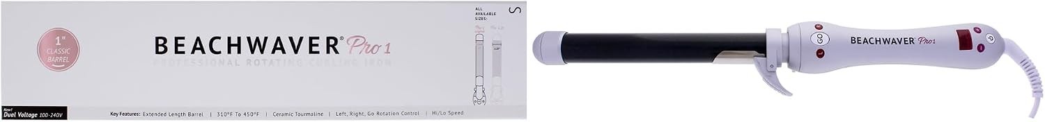 Beachwaver Pro 1.25 1.25in Rotating Curling Iron L/R Hi/Lo 450F Silver/Black