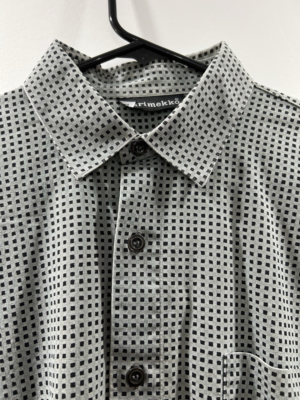 Vintage Marimekko printed Men\'s M Gray/Black Long Sleeve Button-Up Shirt Vintage Marimekko printed Men\'s M Gray/Black Long Sleeve Button-Up Shirt