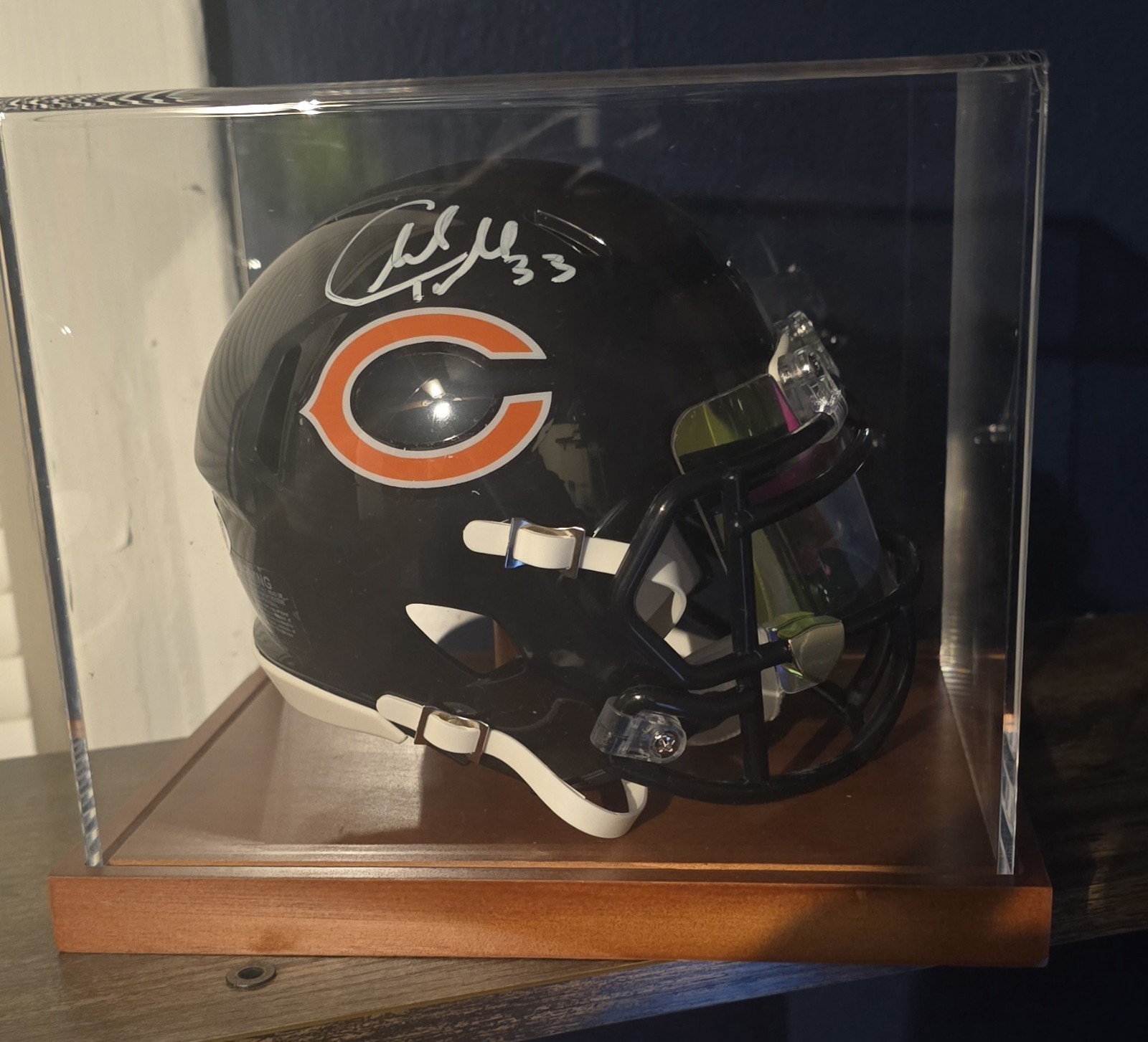 Chicago Bears NFL Charles Tillman Signed Mini Helmet JSA COA & high quality case