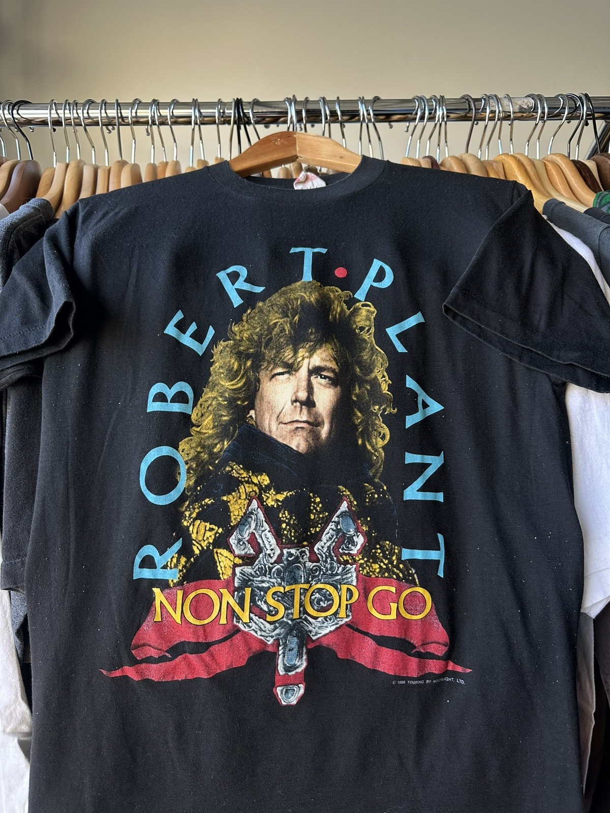 80s 1988 Vintage Robert Plant Non Stop Go World Tour T-shirt Band Concert Sz S 