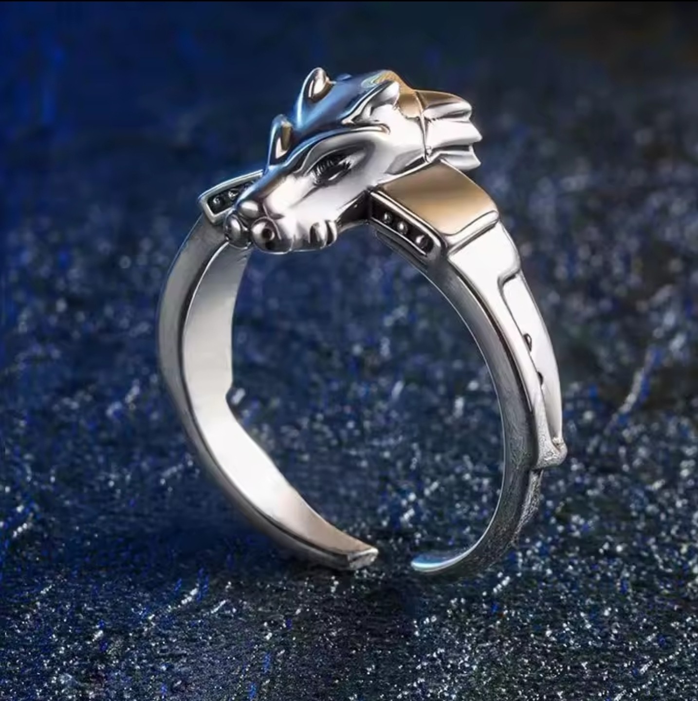 Metal Garurumon Digimon Inspired Ring Adjustable Size