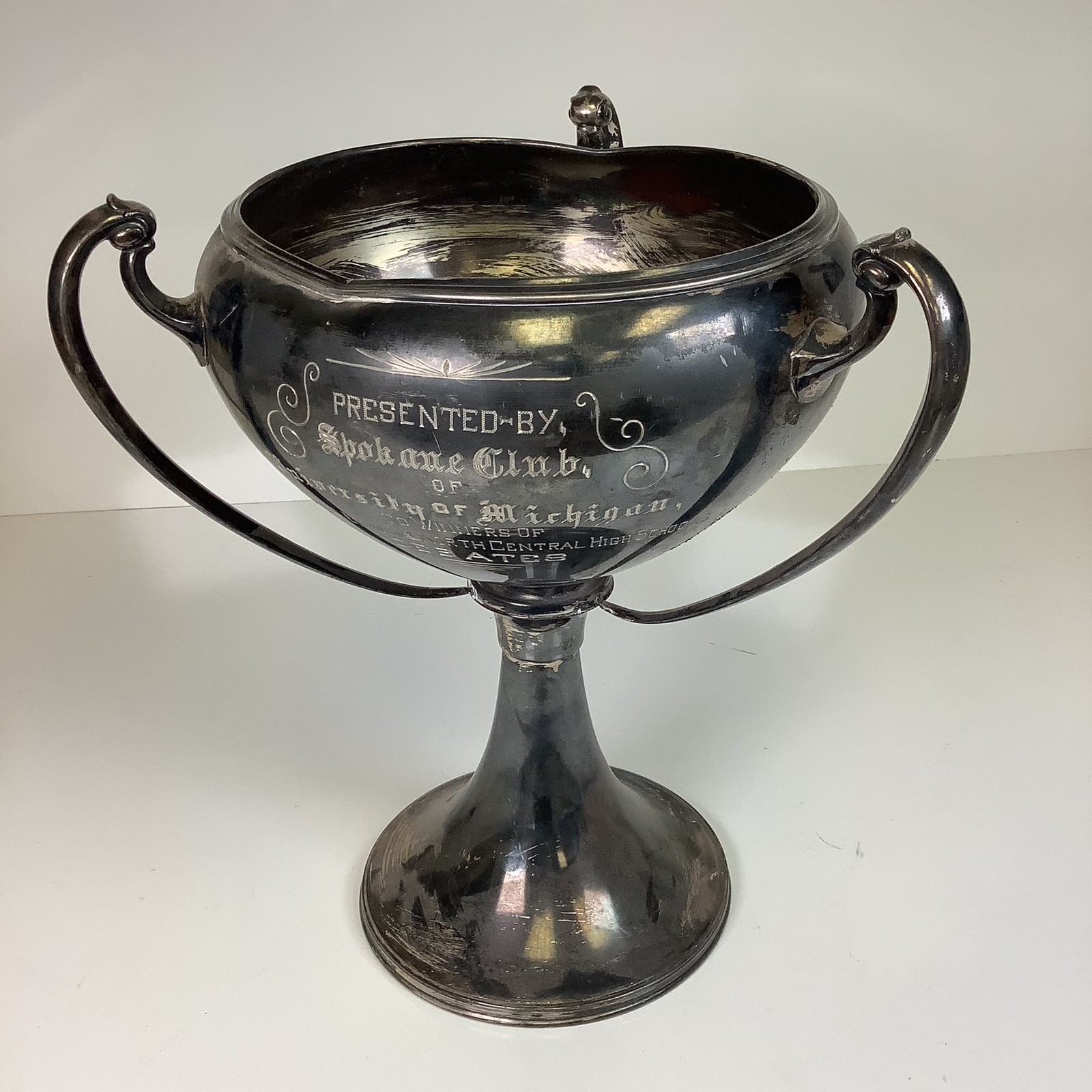 1915 Wallace Bros Silver Plate Debate Trophy Spokane North Central Lewis Clark