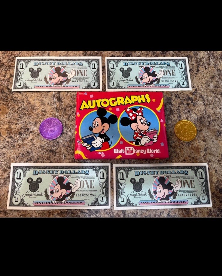 1990-1991 Uncirculated Disney Dollars Coins And Autograph Book 20th Anniversary