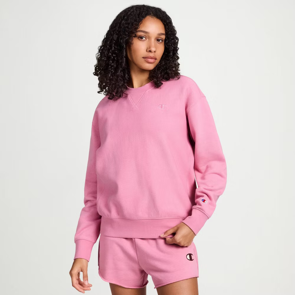 Champion Women\'s Fleece Crewneck Sweatshirt - Pink S