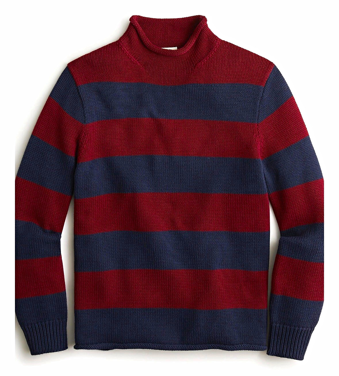J.CREW Heritage Cotton Rollneck Letter Sweater Rugby Stripe Pattern J Patch Sz M
