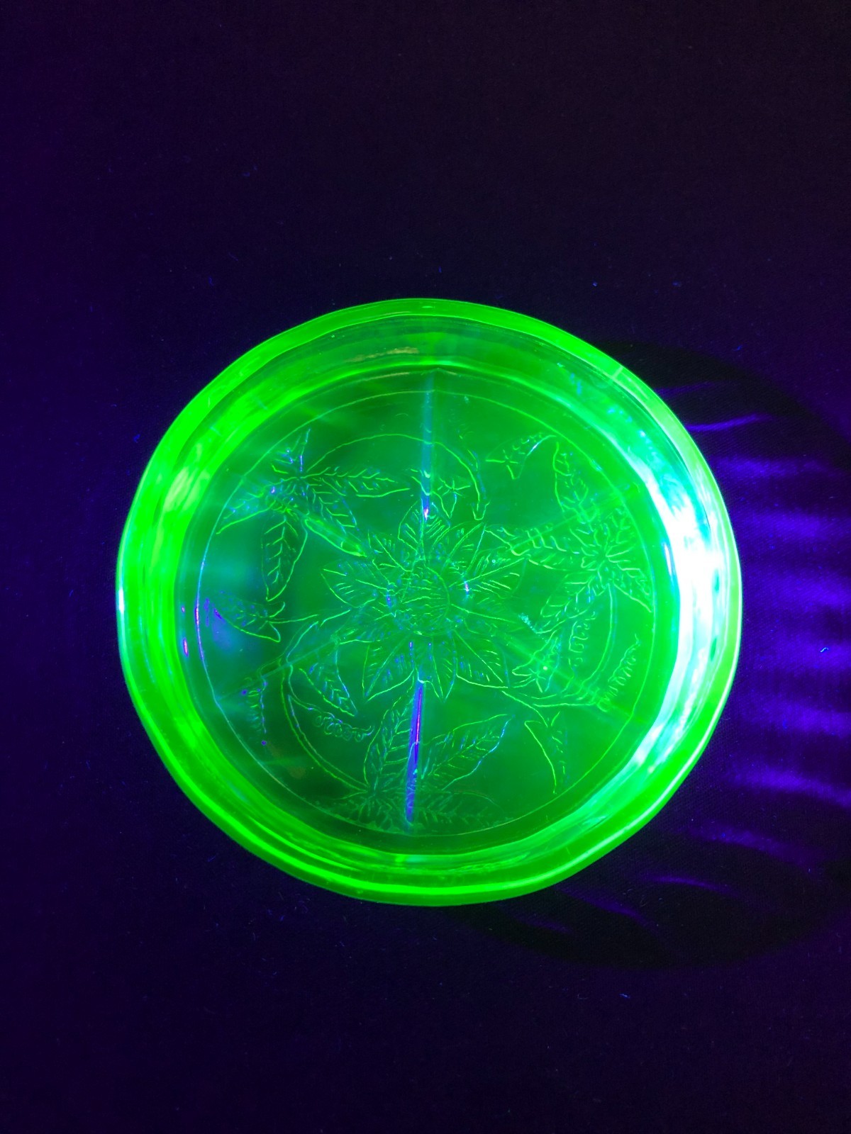 VTG 1930s Jeannette Poinsettia Green Uranium Depression Glass Choose Piece Glows