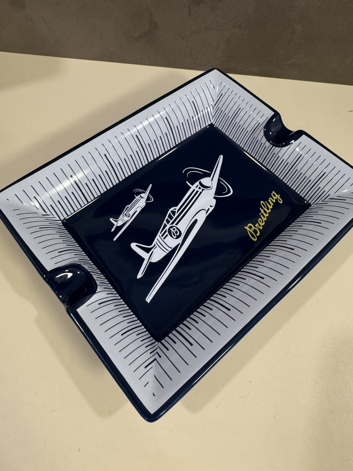Breitling 1884 Airplane Ceramic Cigar Ashtray Mint Unused w/ Original Box Rare