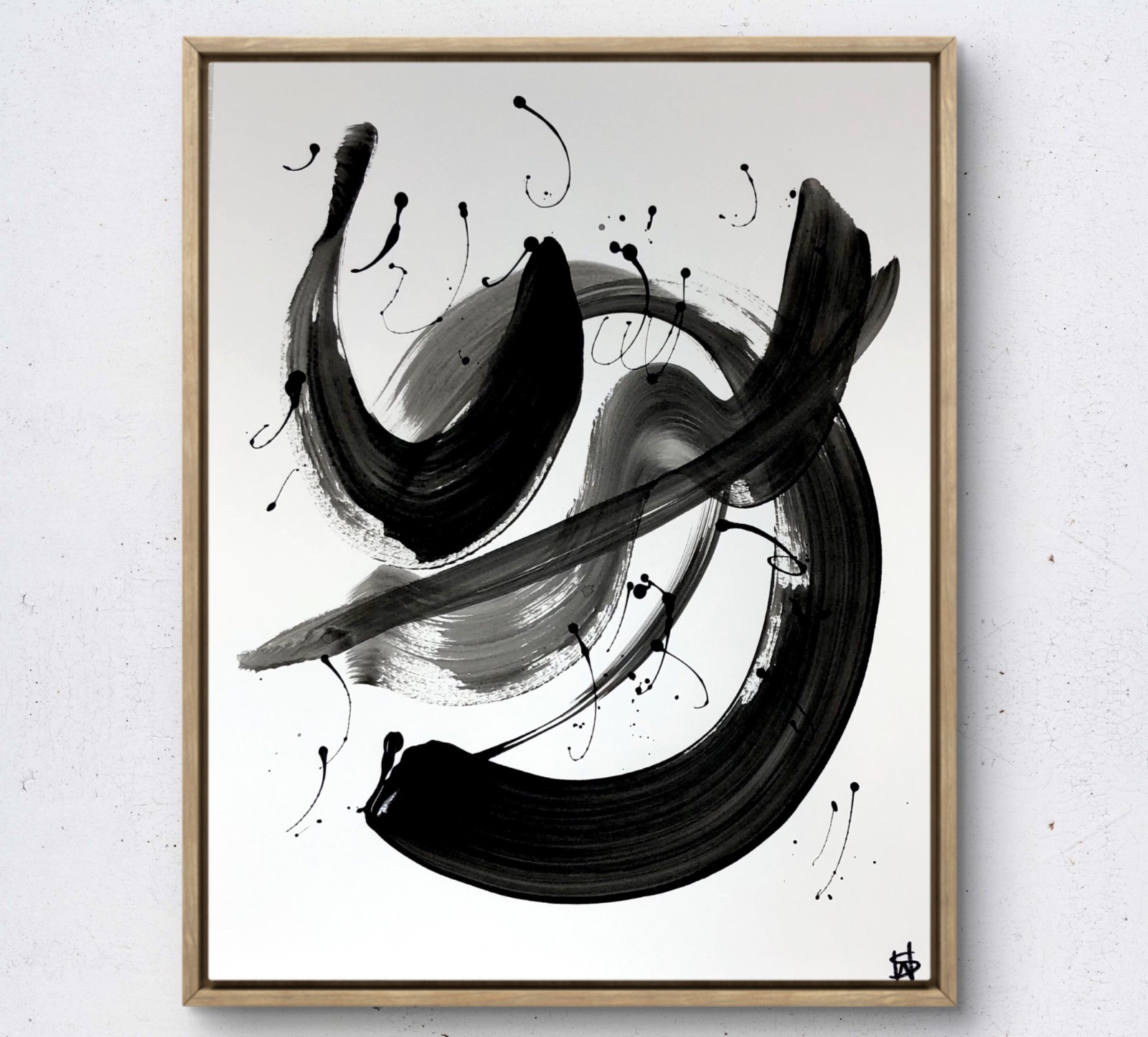 Figurative monochromatic bold acrylic art painting 14X11 Gallery Paper original