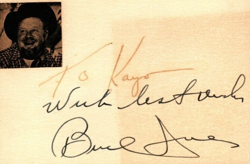BURL IVES Autograph Signed 2.75X4.5 Card w/ COA  Rudolph The Red Nosed Reindeer