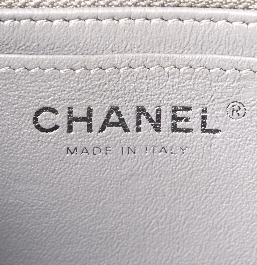 CHANEL Small Gray Quilted Leather Flap Shoulder Bag Silver Chain Turn Lock