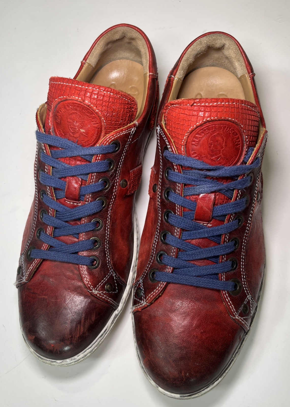 Maledetti Toscani Dal 1848 Red Leather Sneakers Size: EU 41 US 8 Men\'s