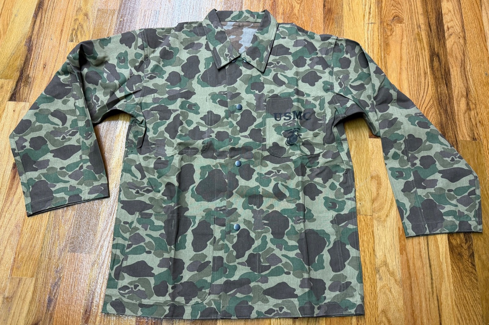 WWII US USMC MARINE P1942 P42 CAMO HBT COMBAT FIELD JACKET-SIZE LARGE 42-44R