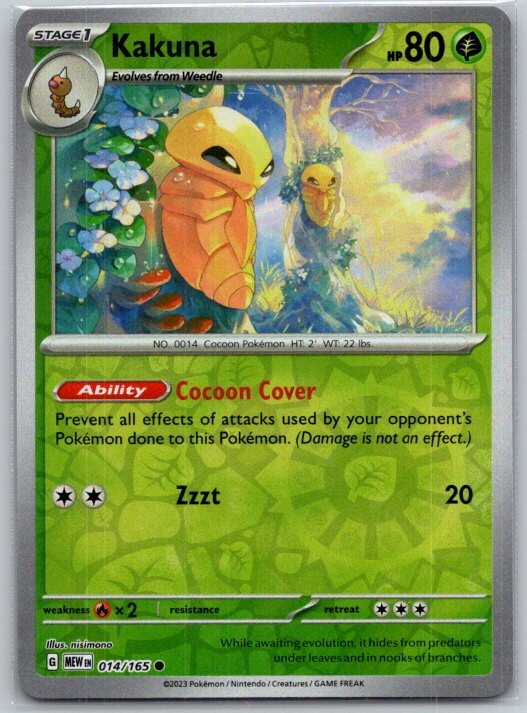 Kakuna 014/165 Common 151 Pokemon Reverse Holo Near Mint