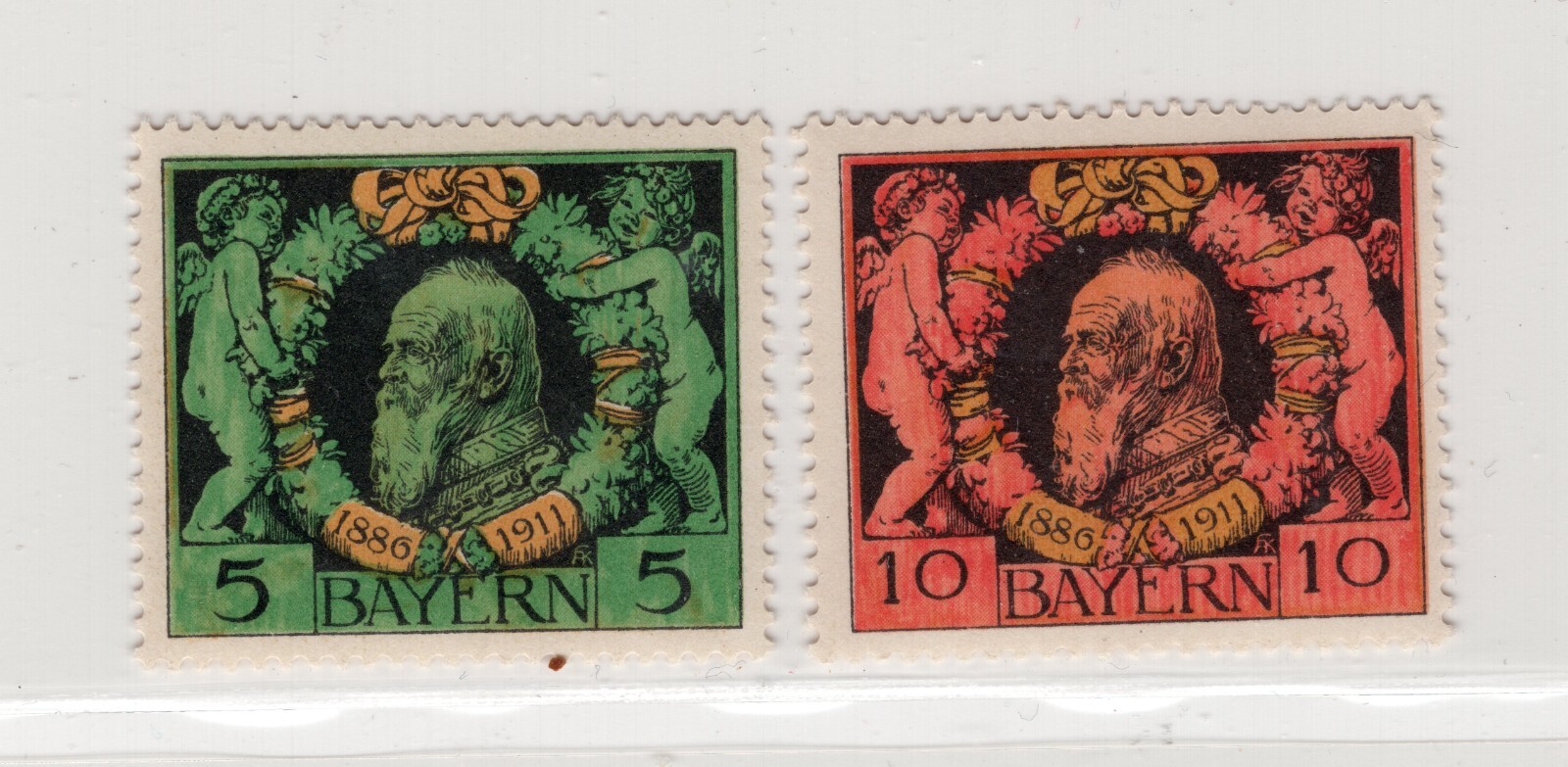 GERMANY BAVARIA CLASSIC REGENT LEOPOLD 1911 SCOTT 92-93 PERFECT MNH