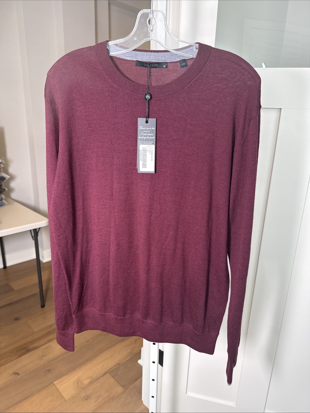 Greyson Merino Wool Sweater Men\'s Medium Merlot Crewneck Luxury Knit NWT