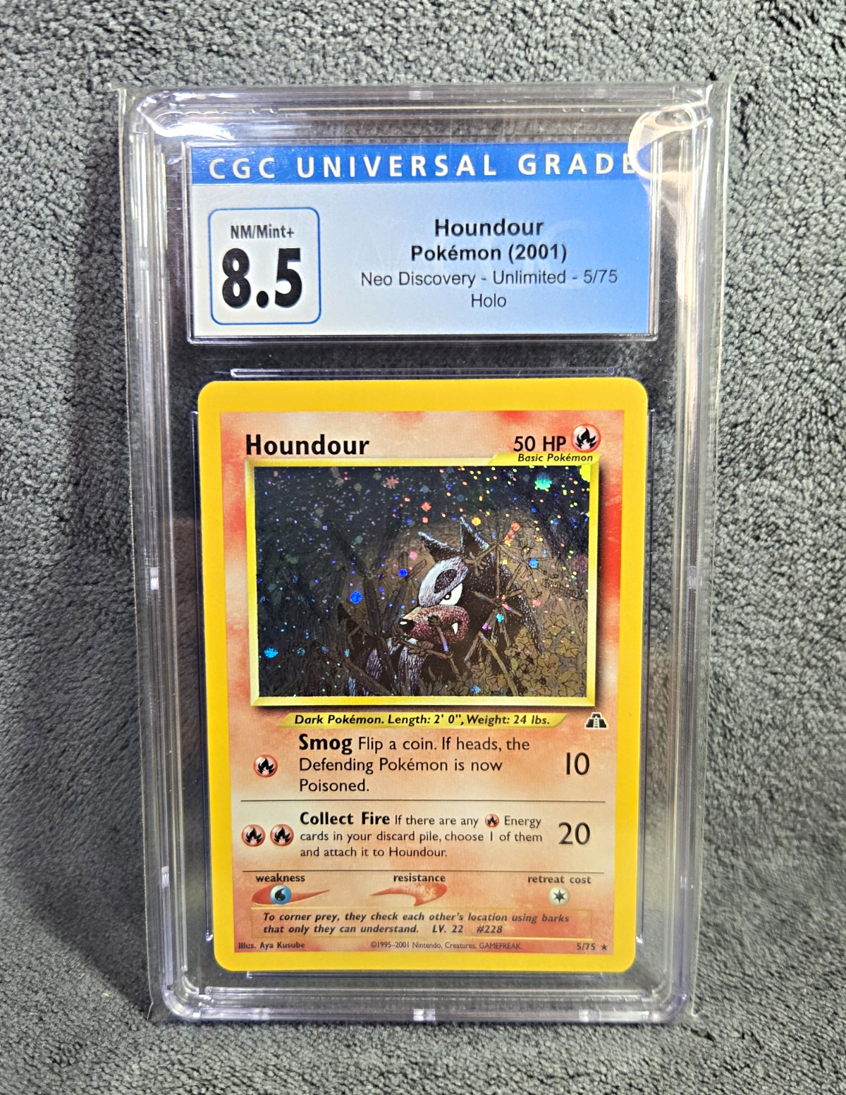 WOTC Pokemon TCG Houndour Neo Discovery 5/75 Holo Rare 50HP Eng 2001 CGC 8.5