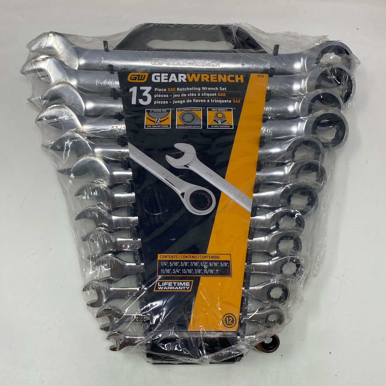GEARWRENCH 9312 13pc SAE Ratcheting Wrench Set Chrome 1/4-1 in