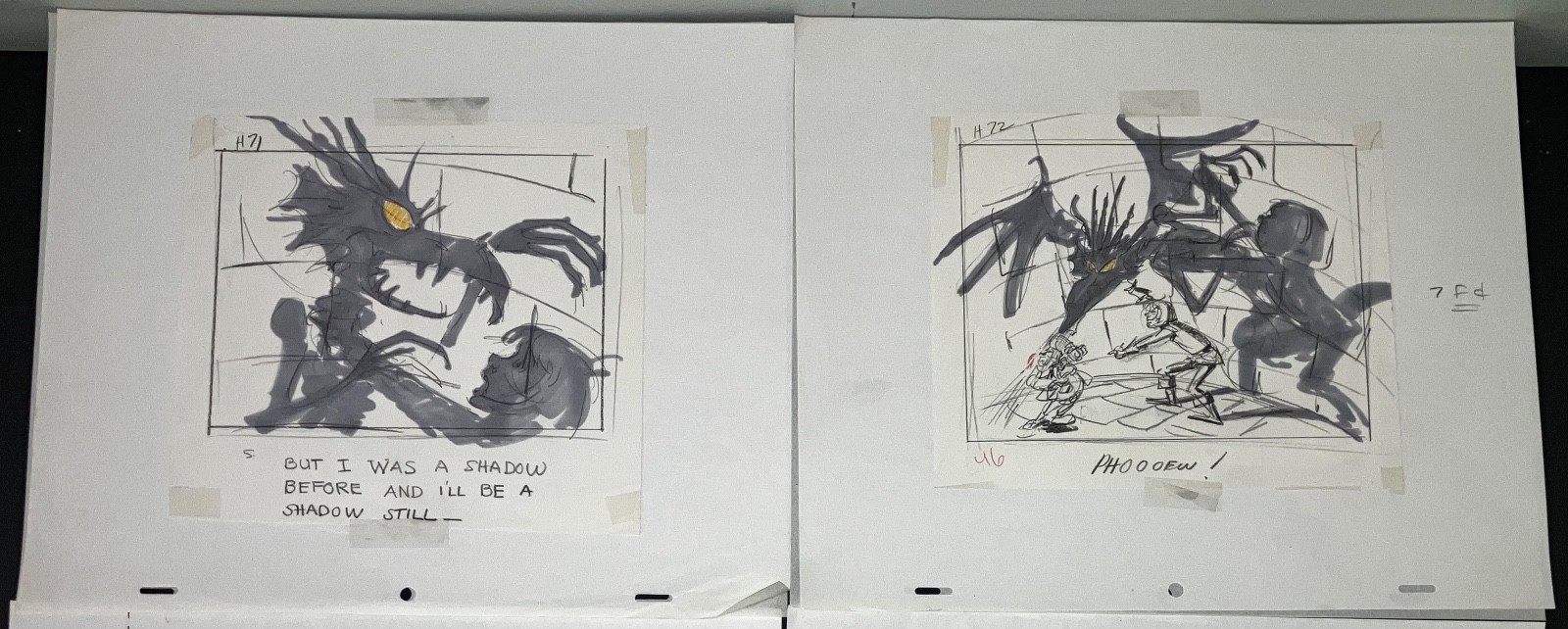 FAERIES 1981 Original CBS Storyboard Pair Brian Froud Shadow Speech Sequence COA