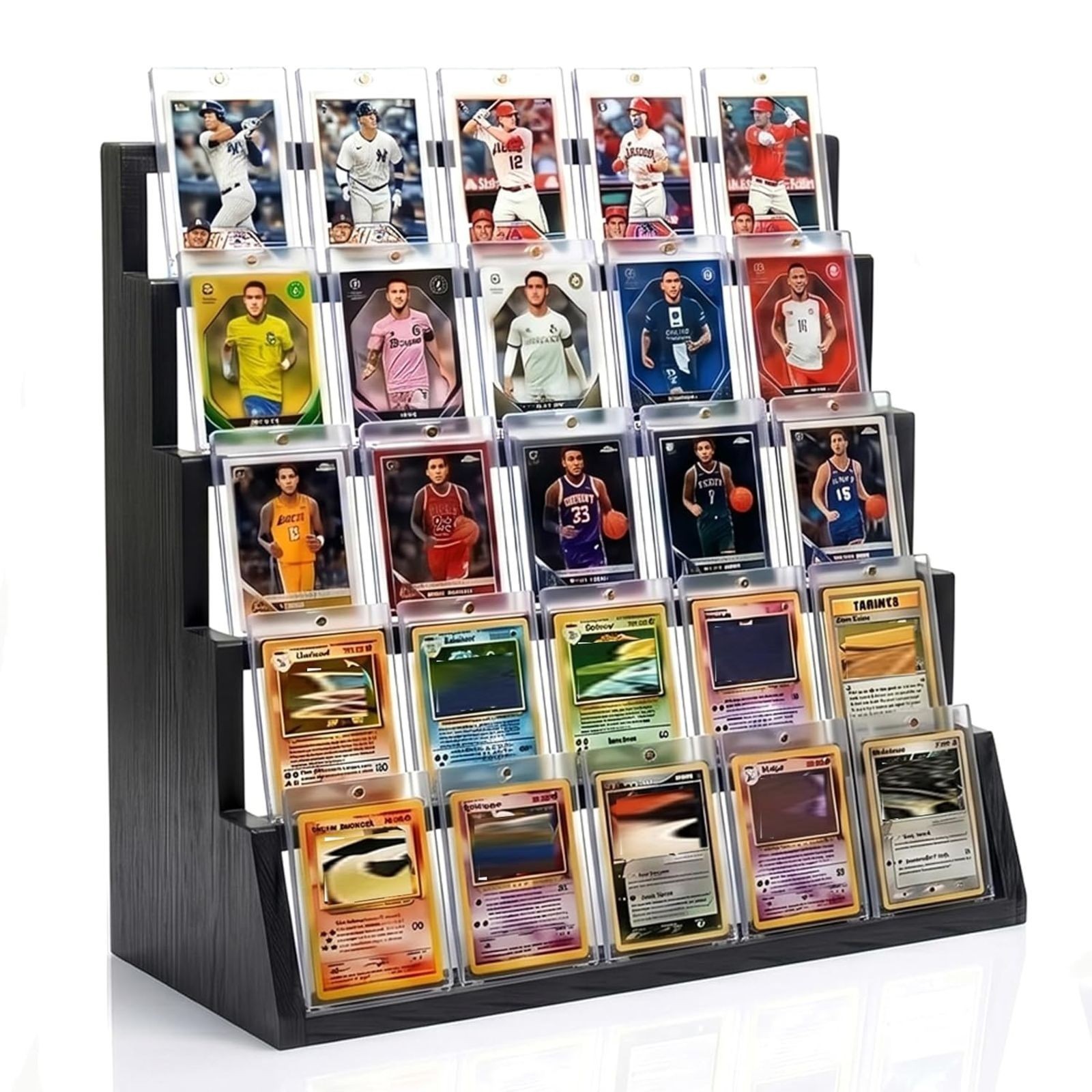 Trading Card Display Stand, 5 Tier Vertical Holder for Baseball Basketball Sport