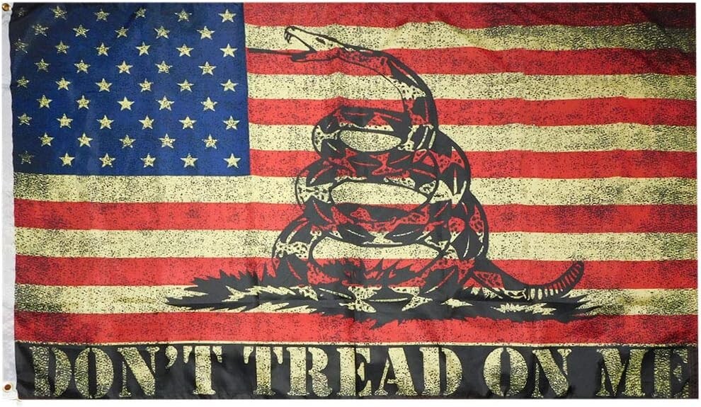 5X8 American Gadsden DTOM Vintage 5'x8' 100D Woven Poly Nylon Flag Banner