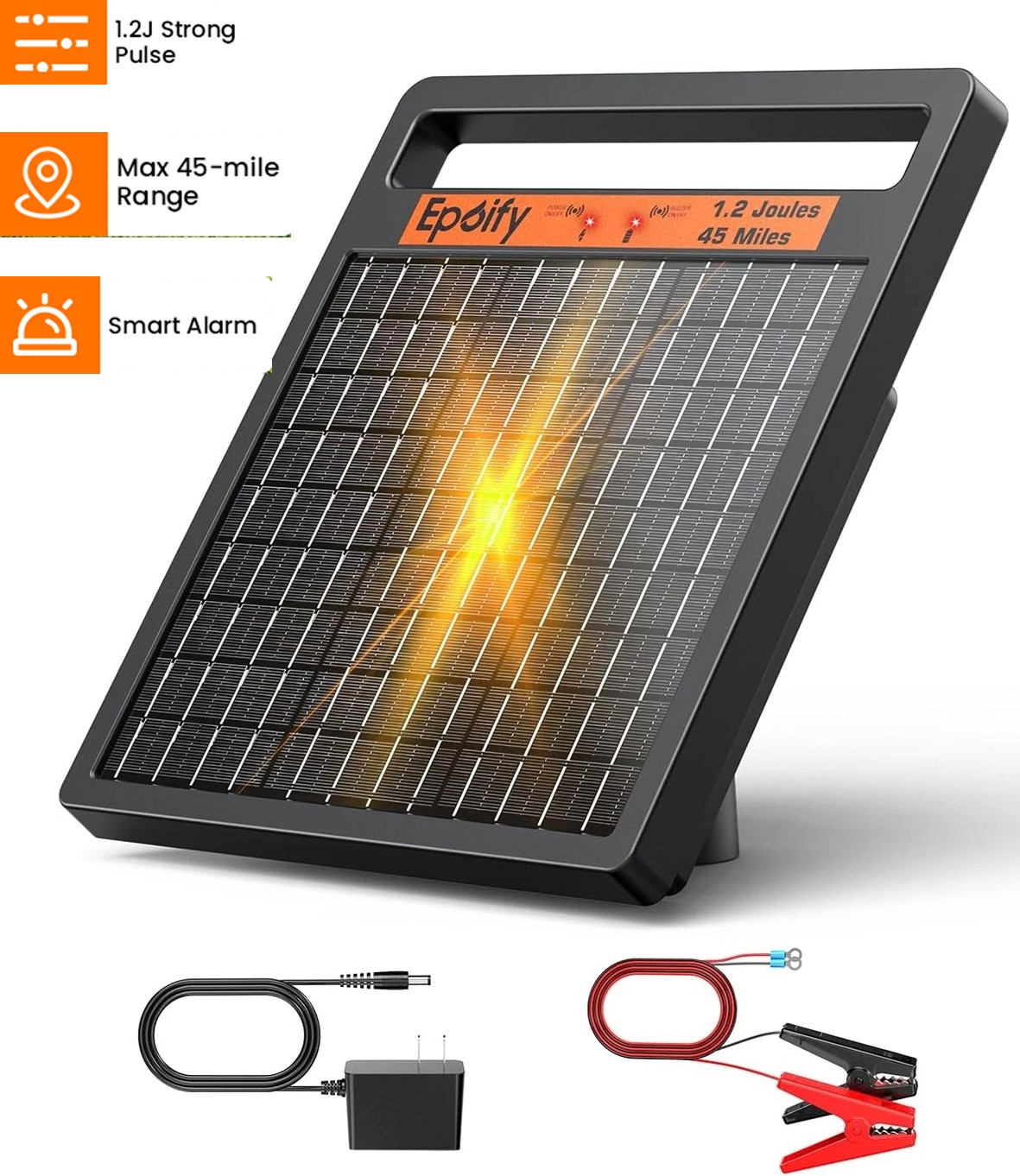 45 Miles Solar Electric Fence Charger Day Night Mode 24H Energizer for Livestock 45 Miles Solar Electric Fence Charger Day Night Mode 24H Energizer for Livestock