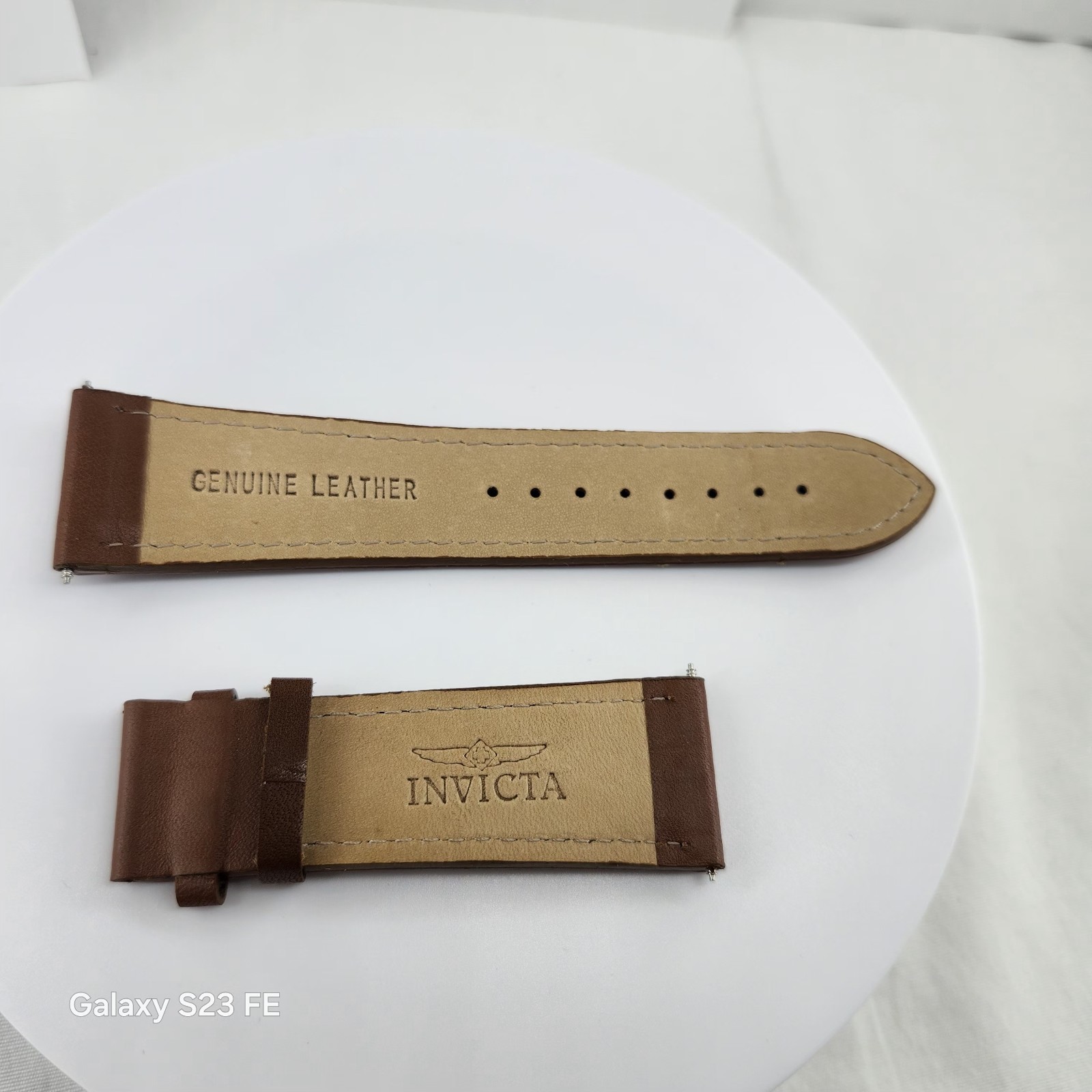 New 24mm CALF Leather Strap Brown Light Watch Band for INVICTA  Buckle White