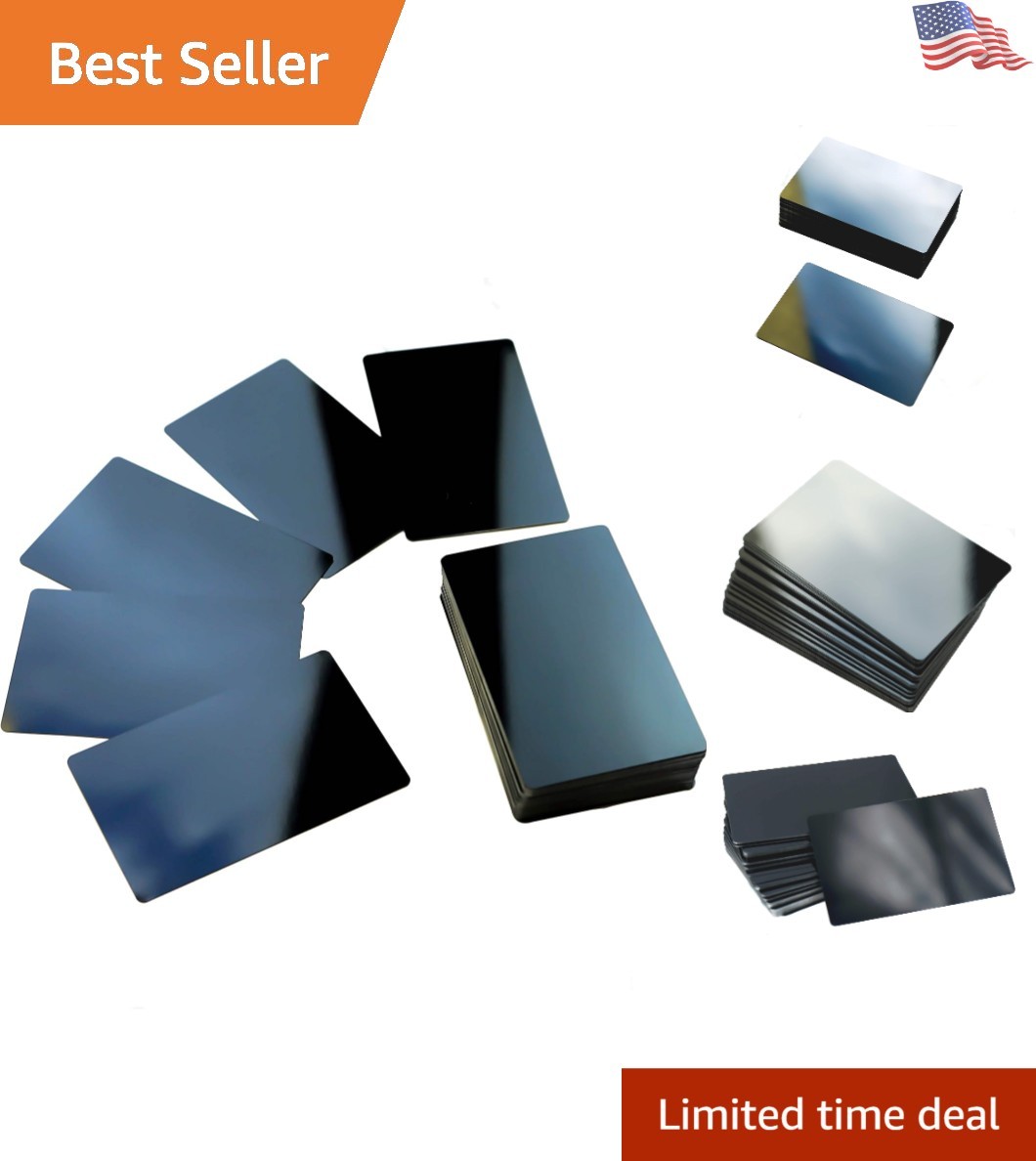 Customizable Metal Business Cards - 100 Pcs Black Aluminum for Engraving