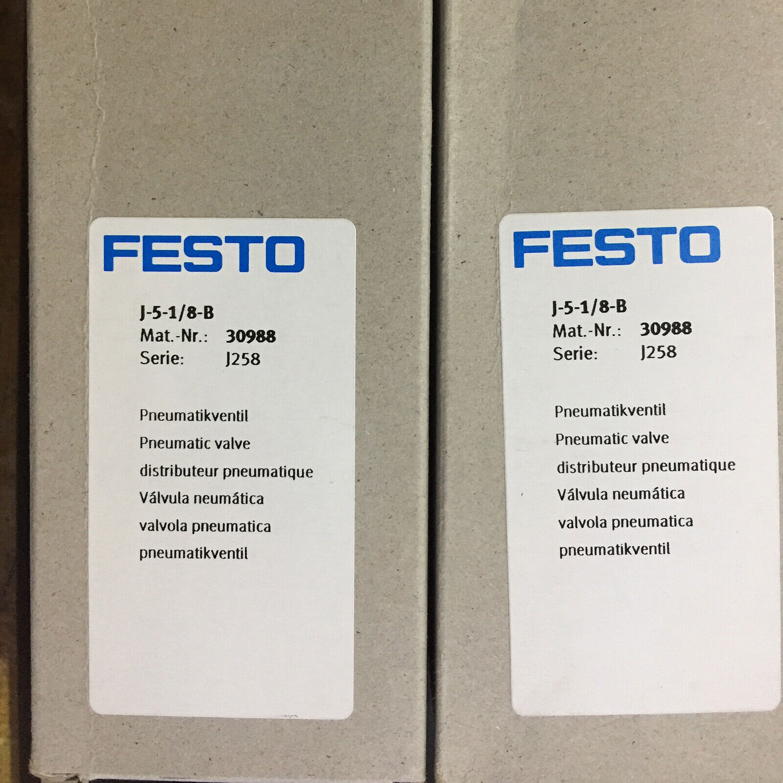 Festo J-5-1/8-B 30988 Solenoid Valve One New J51/8B 