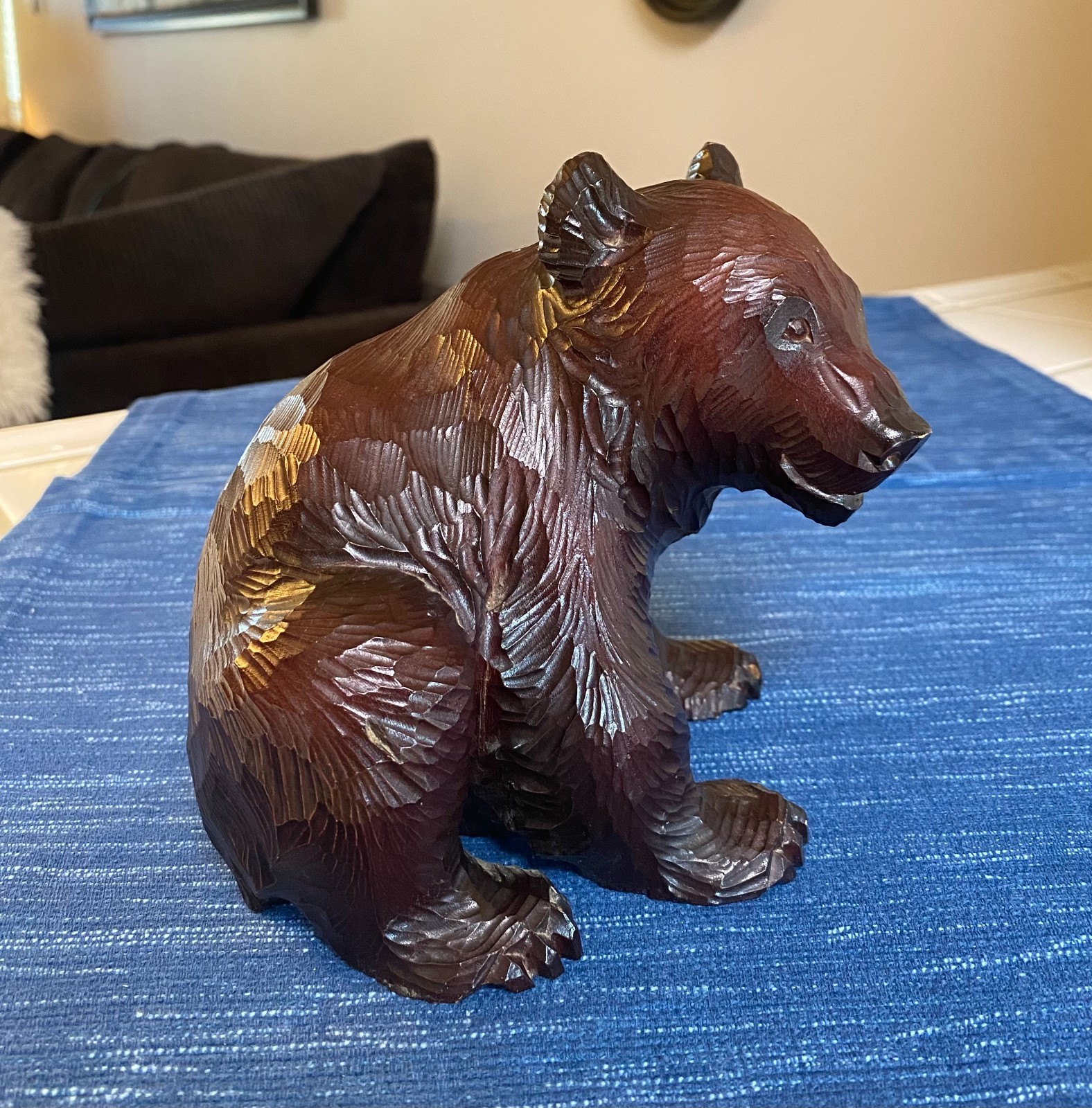 Vintage Folk Art Horii Mingei Wood Carved Bear Kiyomi Hokkaido Japanese Figurine