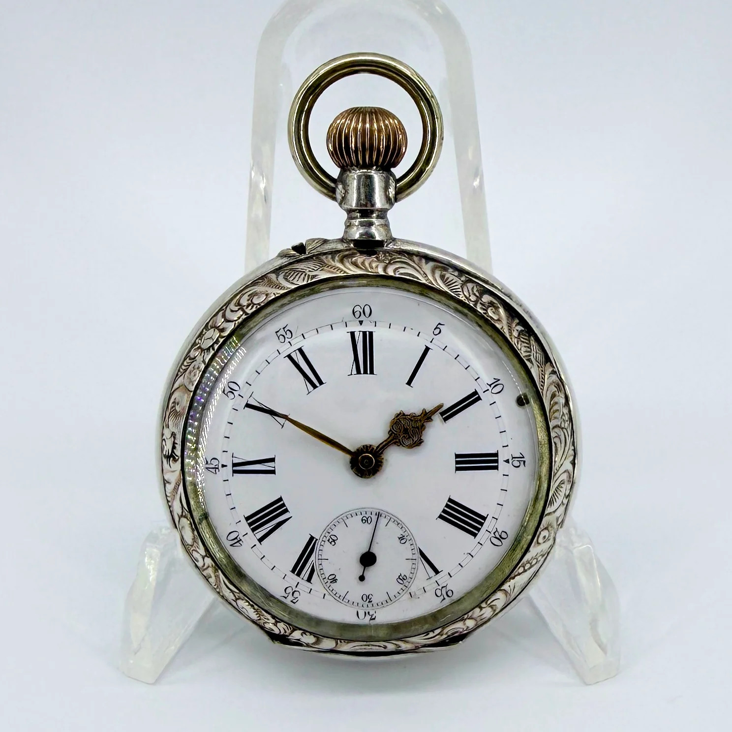 Antique Swiss / German Silver Pocket Watch – 10 Jewels – Working