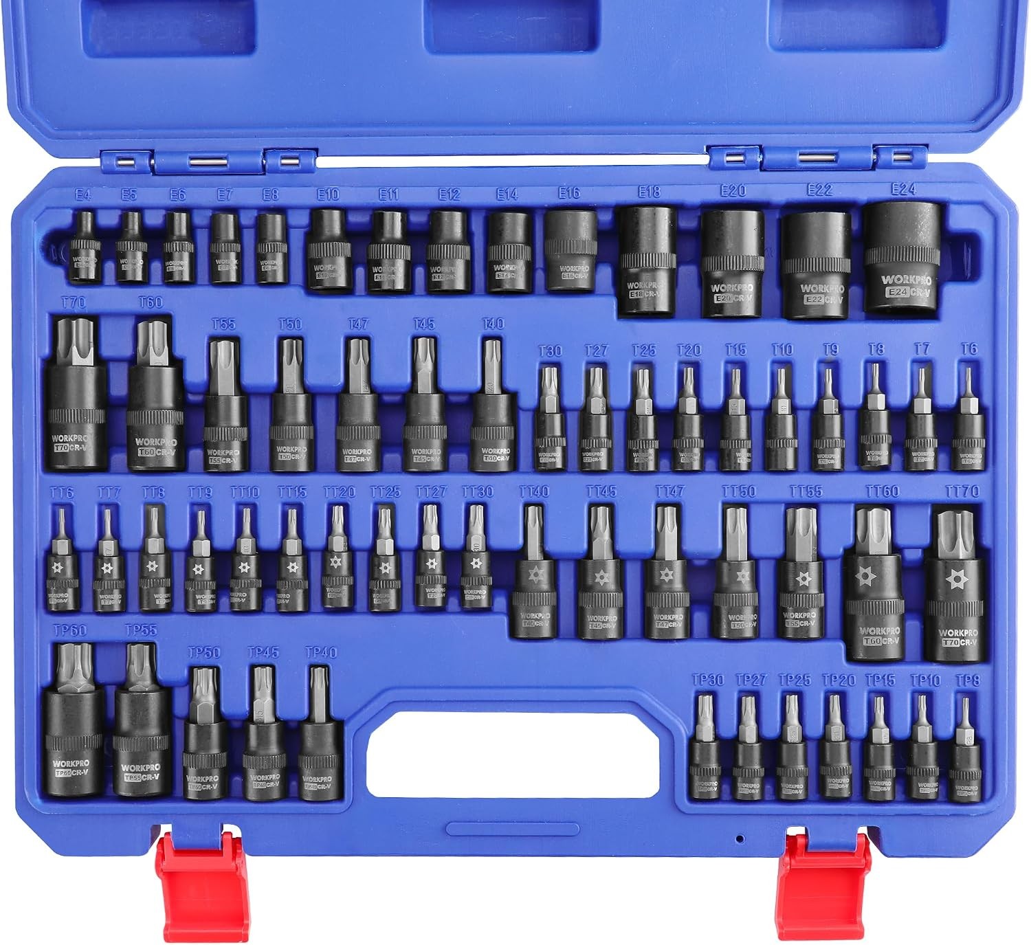 60-piece Master Torx Bit Set,CR-V Torx Sockets & E Socket Set