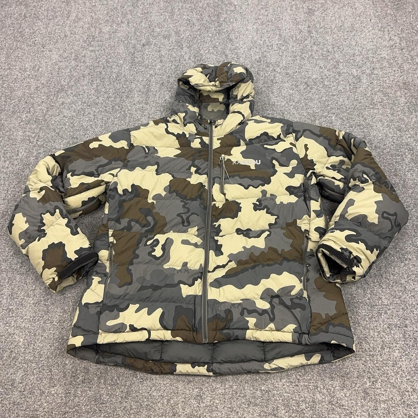 KUIU Super Down LT Jacket Mens 3XL Vias Camo Hooded Down Puffer Full Zip Toray
