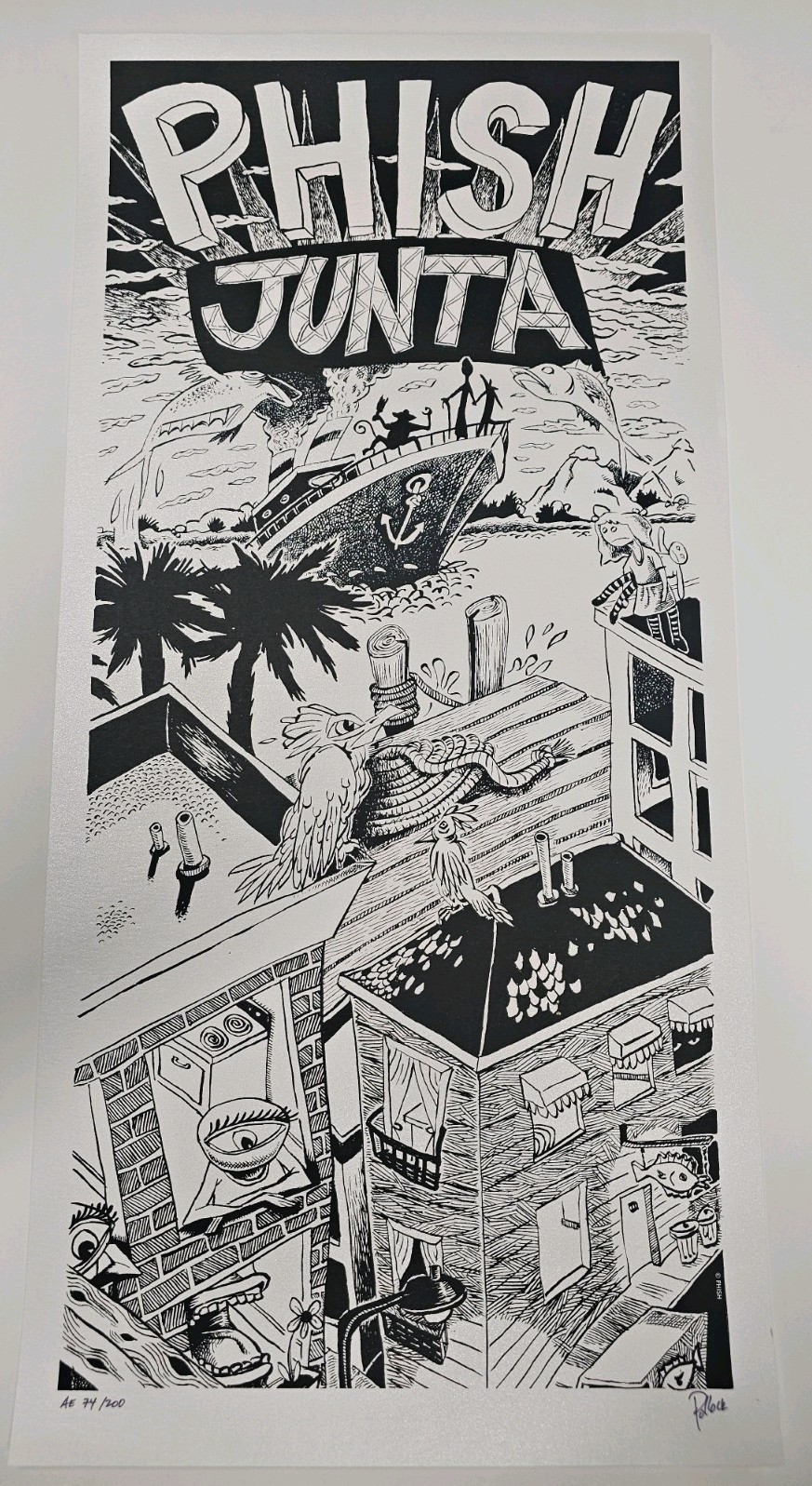 Phish Jim Pollock Signed & Numbered Poster Junta 12x25 Phish Jim Pollock Signed & Numbered Poster Junta 12x25