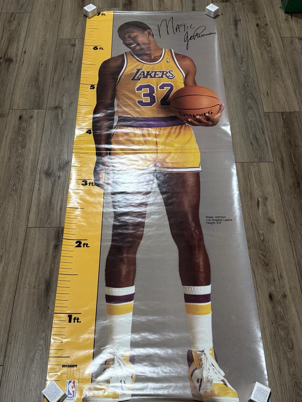 Vintage 1988 NBA Magic Johnson Measure Up LA Lakers Life Size Poster 84