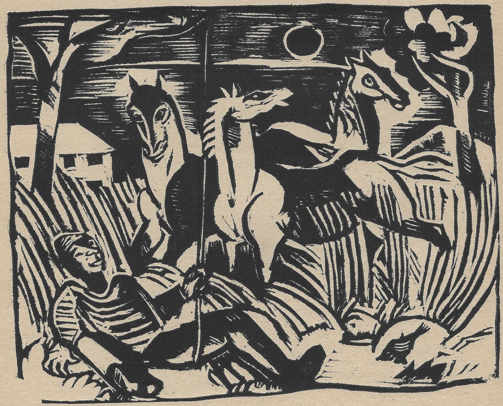 Czech Modernism - Original Expressionist Woodcut (1921) - Framed Czech Modernism - Original Expressionist Woodcut (1921) - Framed