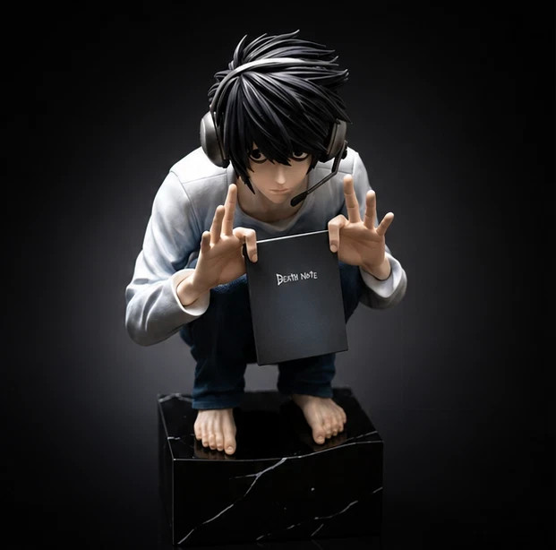 Anime Death Note L Model Figure Squatting L PVC Statue 2 Head Collectible Anime Death Note L Model Figure Squatting L PVC Statue 2 Head Collectible