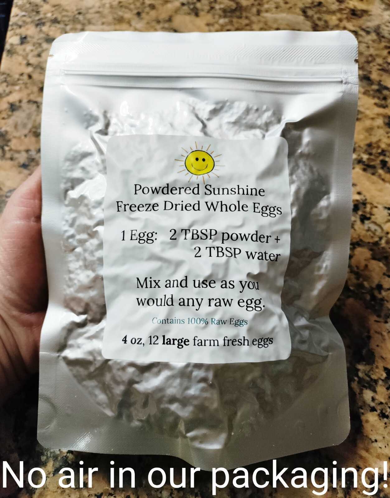 Freeze Dried Powdered Eggs, 1 doz.,  DISCOUNTS +  Family Farm Made
