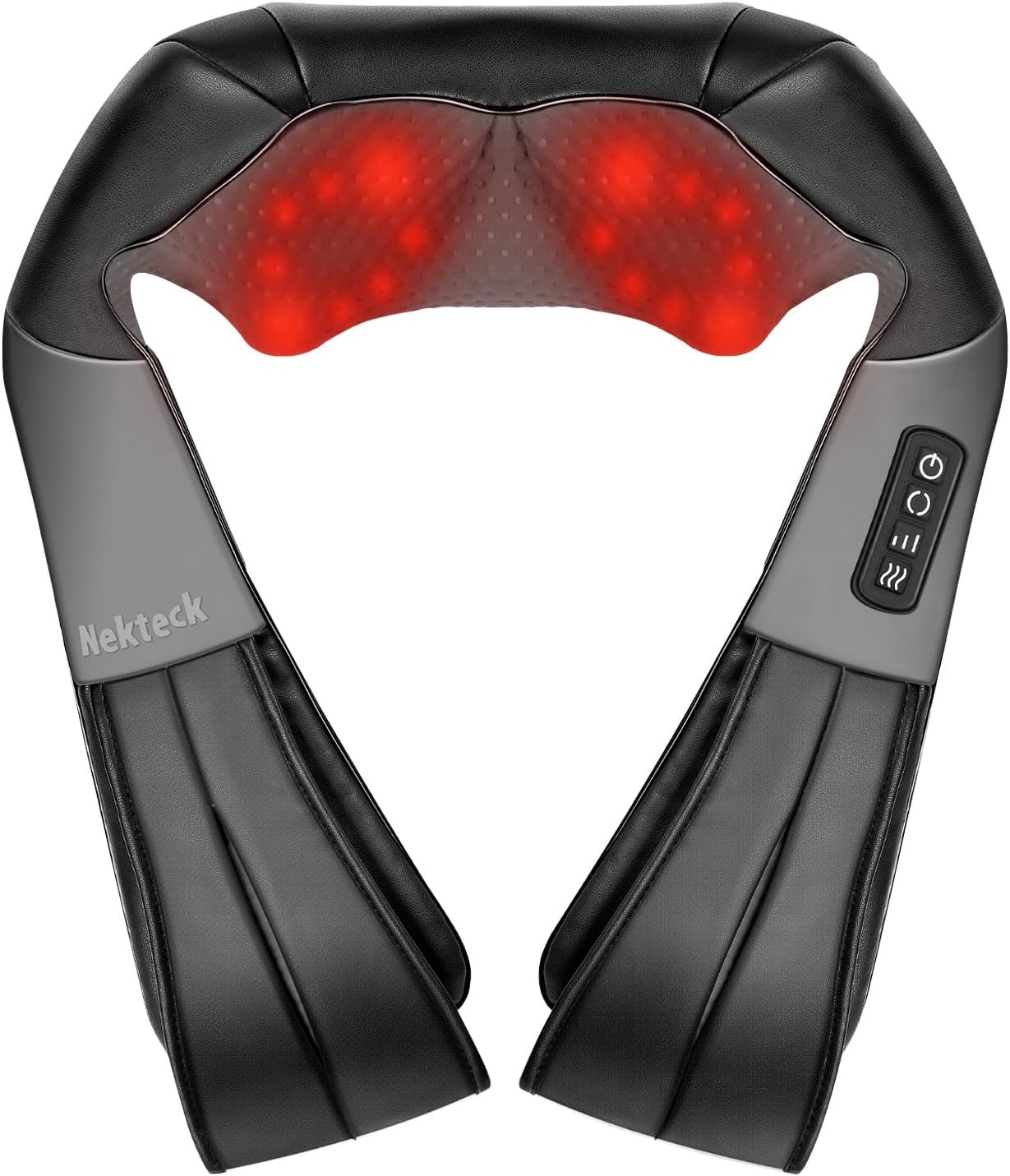 Nekteck Shiatsu Neck Massager with Heat for Pain Relief Deep Tissue LMS-801 Blck