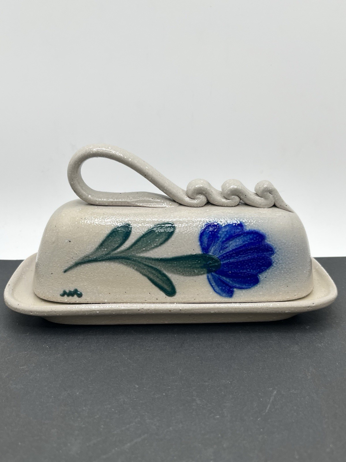 BRAND NEW SALMON FALLS POTTERY BUTTER DISH BLUE GREEN PENN. TULIP 2022 HTF RARE