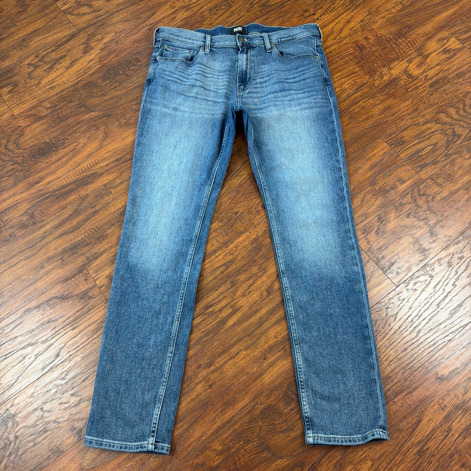 Paige Jeans Men 36 Straight Slim Fit Mid Rise Medium Wash Stretch Denim Lennox