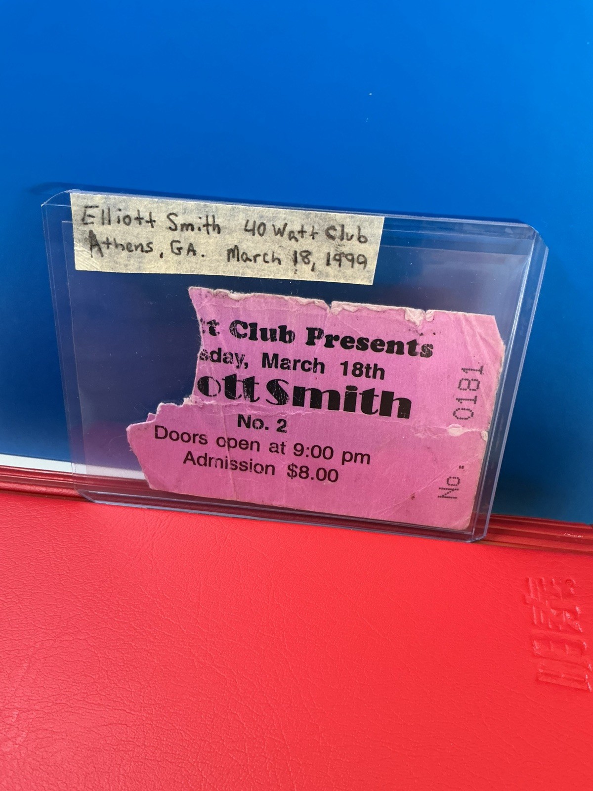 ELLIOTT SMITH Athens GA Show Concert Ticket Stub March 18, 1999 - 40 Watt Club 