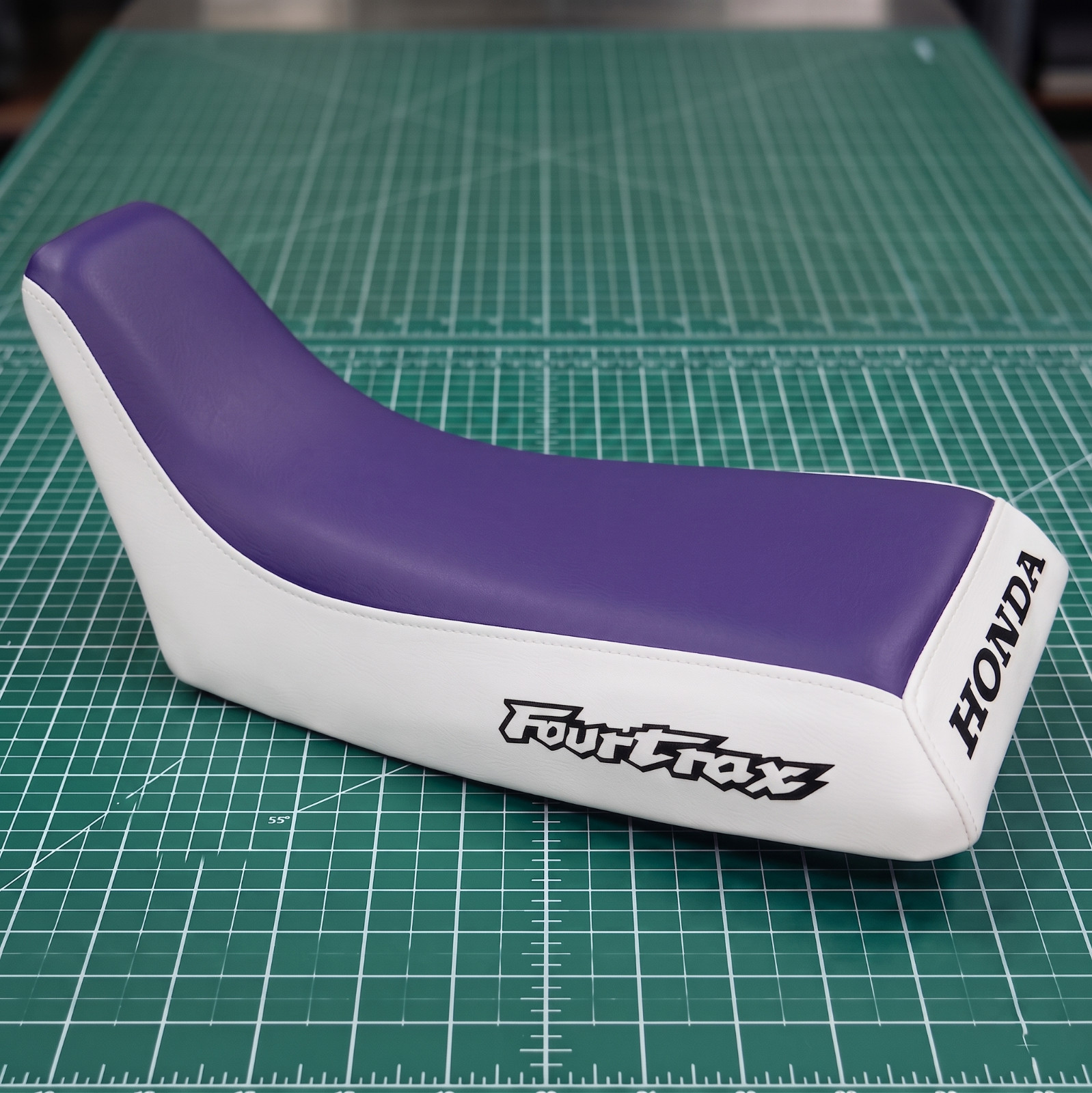 Honda ATC 250R Seat Cover For 1985 To 1986 Models Purple White Vinyl Seat Cover