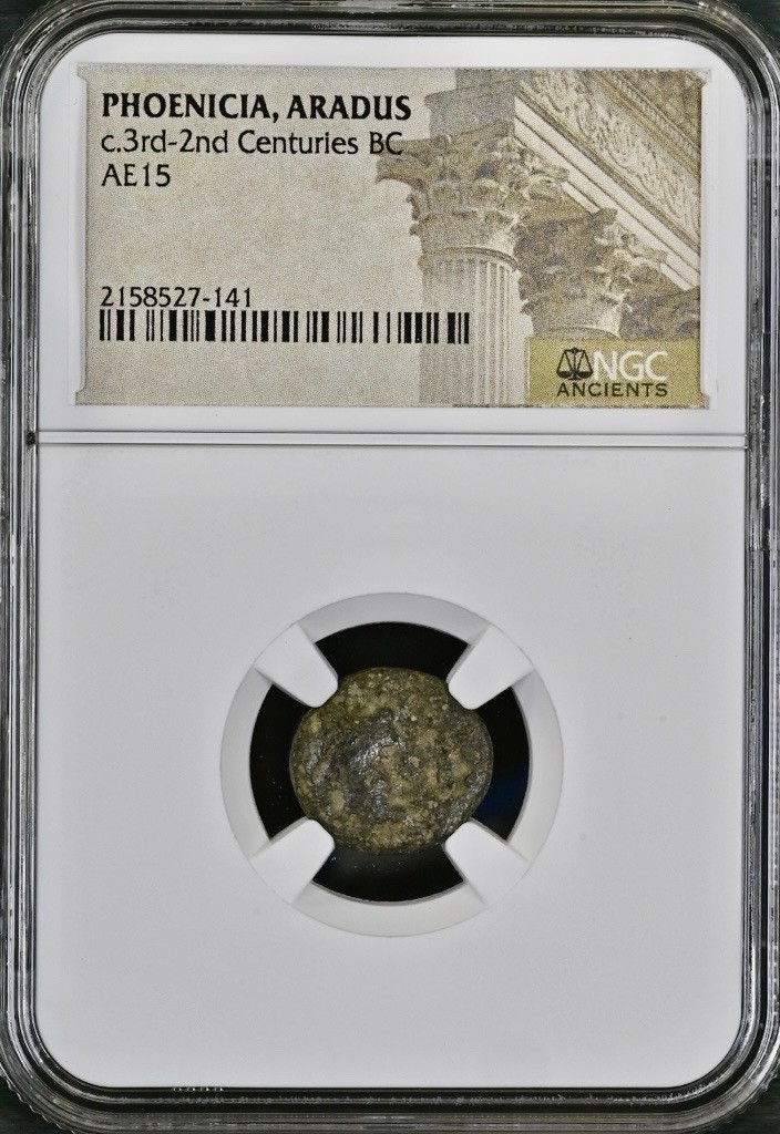Ancient Phoenician Coin 3rd-2nd Century BC NGC Certified Zeus Warship Phoenicia