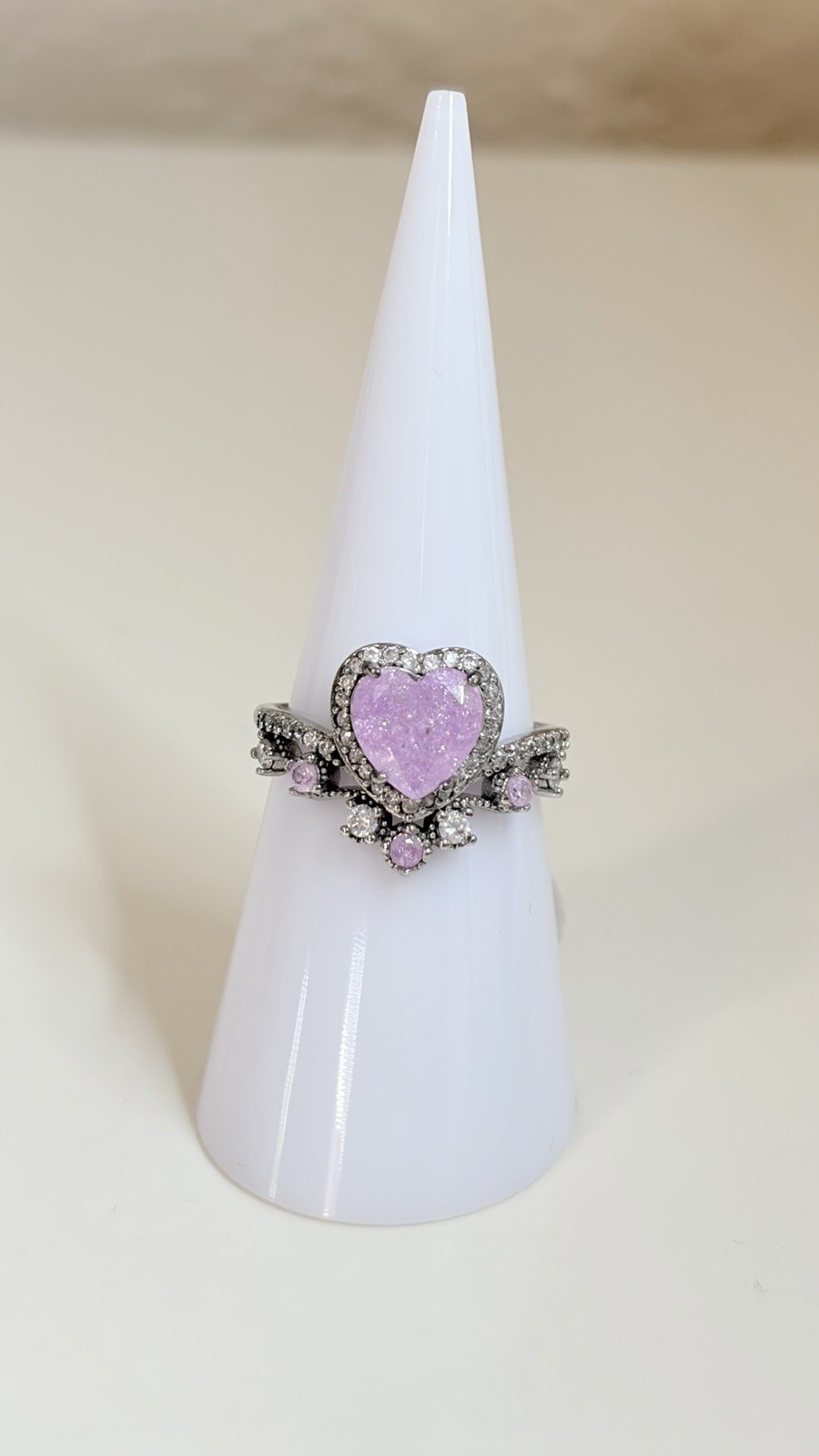 bomb party HEARTS ON FIRE ring LC Iris Ice Crystal Rhodium Pl SZ 7