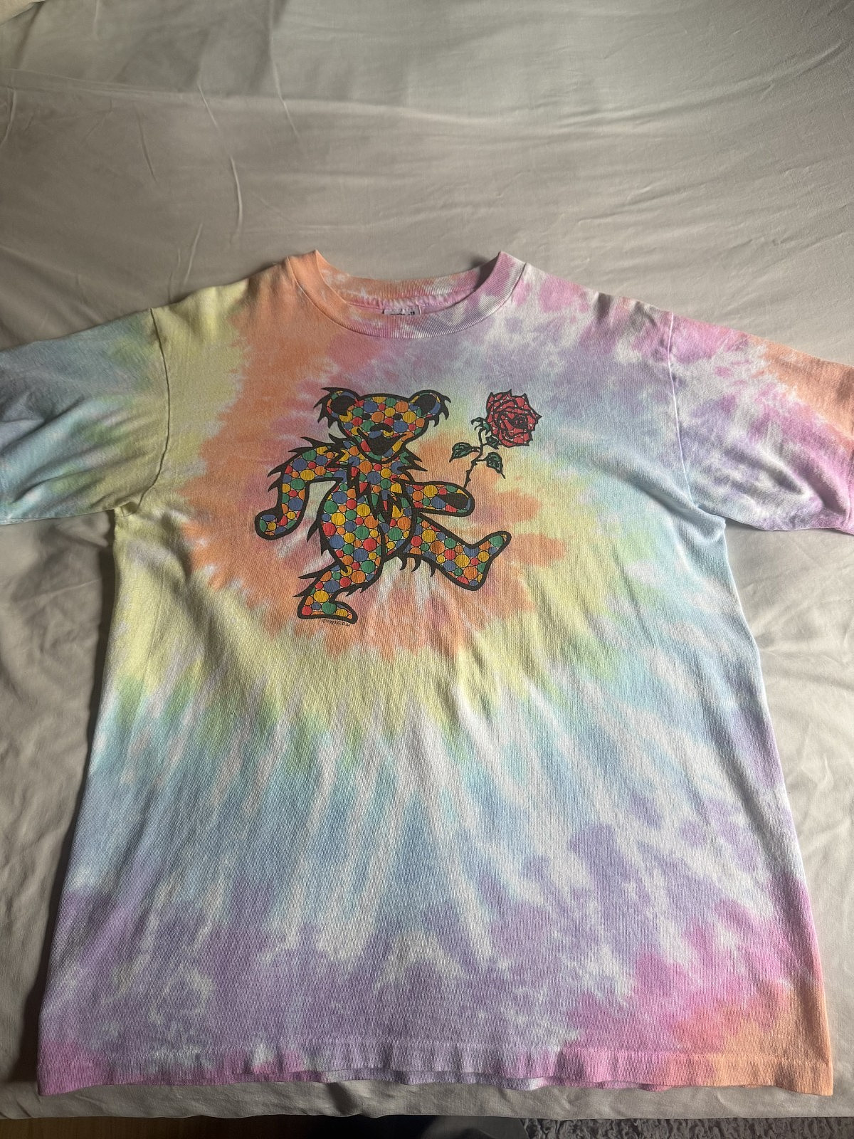 Vintage 1993 Grateful Dead Shirt Single Stitch Anvil Medium Polka Dot Bear Tie