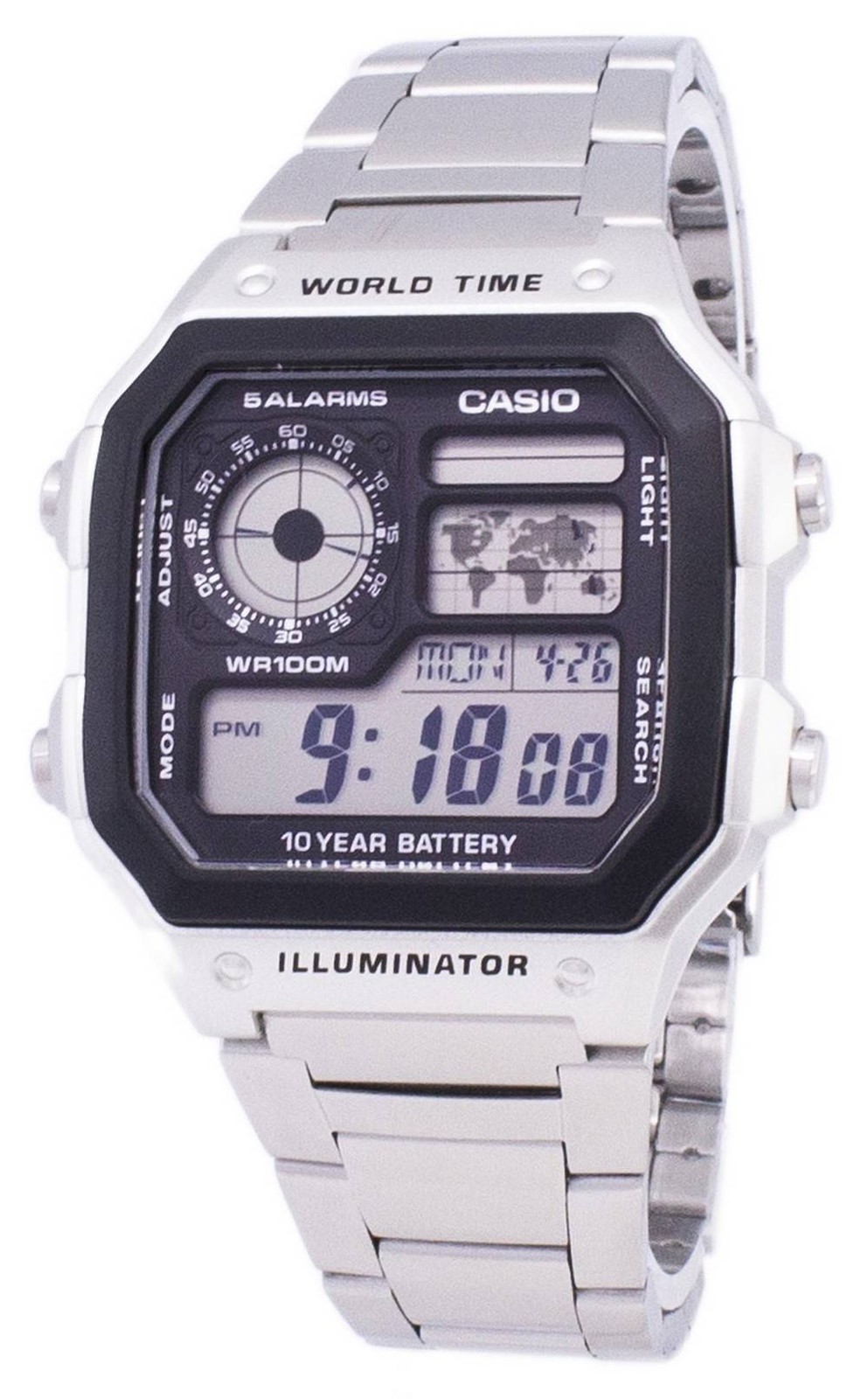 Casio Digital World Time WR100M AE-1200WHD-1AVDF AE-1200WHD-1AV Men\'s Watch