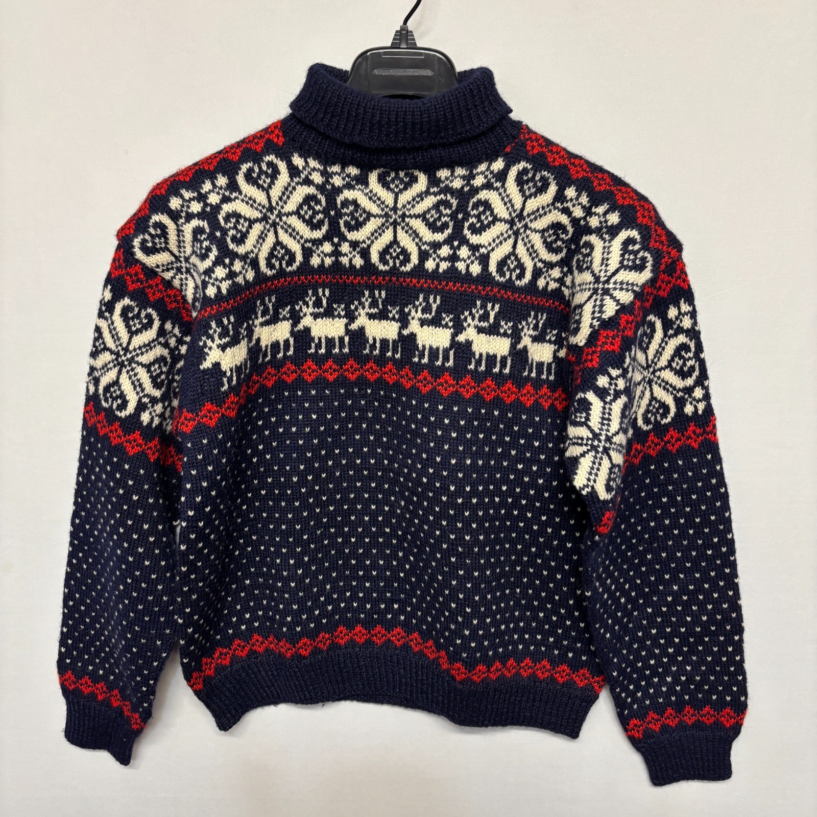 VTG Norsk Husflid Handknit Norwegian Wool Sweater Reindeer Nordic Medium C139 17