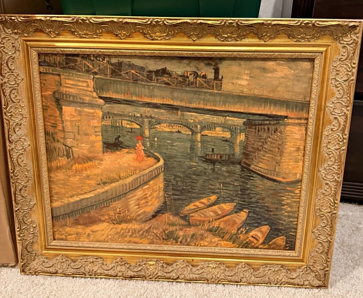 Vintage Artagraph 3D Textured Vincent Van Gogh Framed Painting (#021)